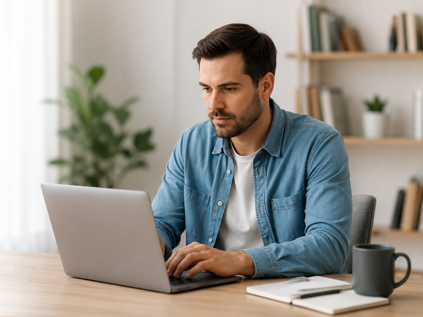 Hombre realizando un test psicológico online en un ordenador
